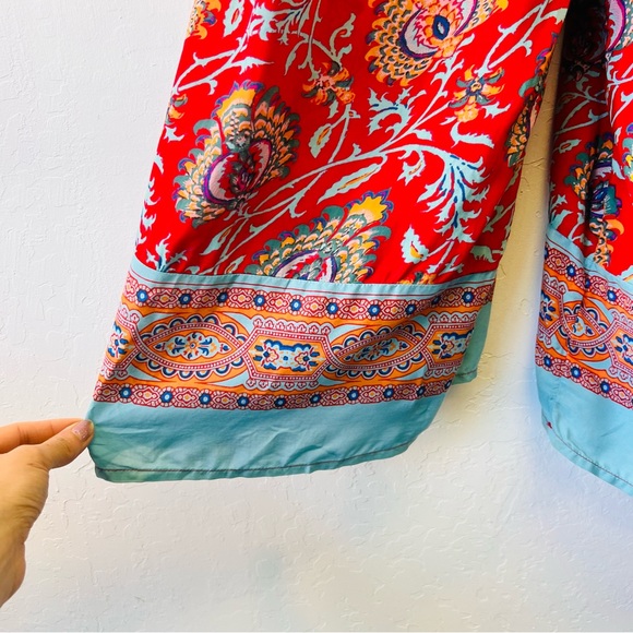 Anthropologie Red Floral Marina Sleep Jumpsuit Romper Medium - Picture 7 of 14